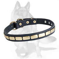 Exquisite German Shepherd Leather Collar with Plates