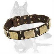 German Shepherd Leather Dog Collar with Studs-Custom Dog Collar