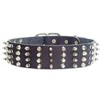 2 inch Leather Dog Collar with Studs and Spikes for German Shepherd