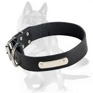Leather Dog Collar with Metal Nameplate for easy identification