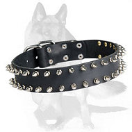 German Shepherd Leather Spiked Dog Collar
