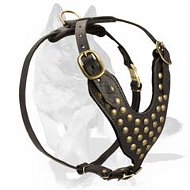 Studded Leather Dog Harness for German Shepherd
