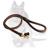 Multifunctional Leather Dog Leash with Braids for German Shepherd