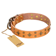 "Top-Flight" FDT Artisan Elegant Tan Leather German Shepherd Collar
