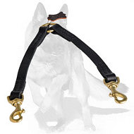 German Shepherd Leather Coupler Leash for 2 Dogs