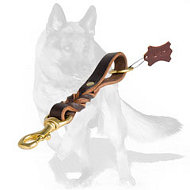 German Shepherd Short Leather Dog Leash (pull tab leash)