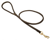 Natural Rolled Leather Dog Leash 1/4 inch for German Shepherd