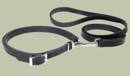 Leather Patent Dog Leash collar for German Shepherd