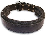 Wide Stitched Leather Dog Collar-D Ring in Front German Shepherd