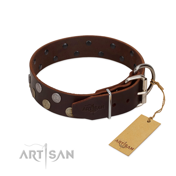 Best quality collar of full grain natural leather for your handsome canine