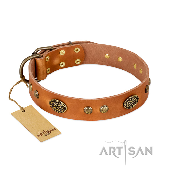 Corrosion proof hardware on Genuine leather dog collar for your canine