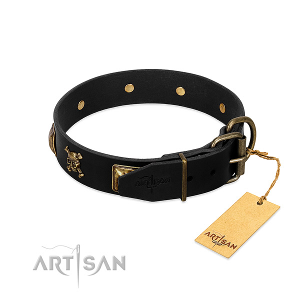 Top rate full grain leather collar with embellishments for your canine
