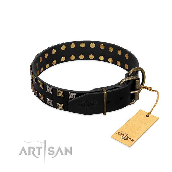 Soft leather dog collar handcrafted for your doggie