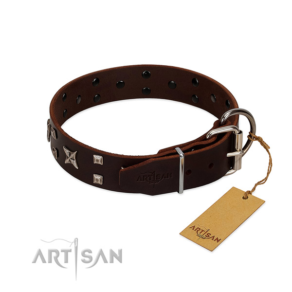 Gentle to touch natural leather collar handmade for your doggie