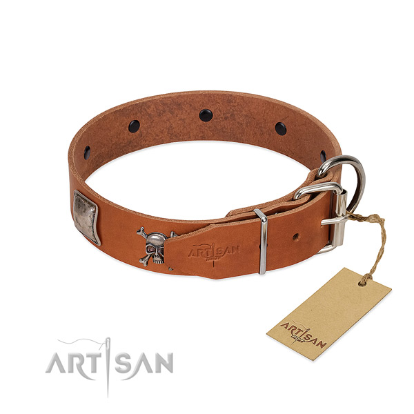 Adjustable genuine leather collar for your lovely four-legged friend