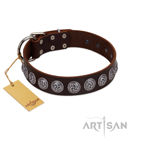 Soft leather dog collar for your impressive four-legged friend