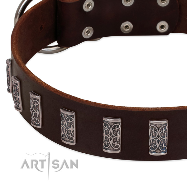 Soft natural leather dog collar made for your canine