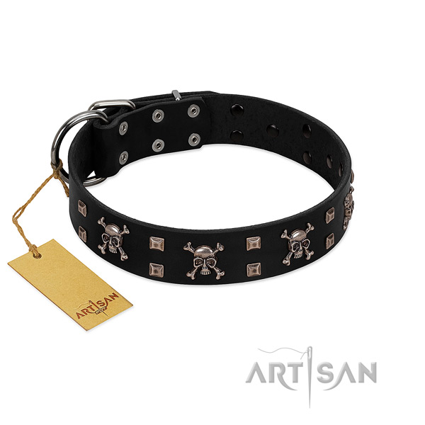 Quality full grain genuine leather dog collar handmade for your pet