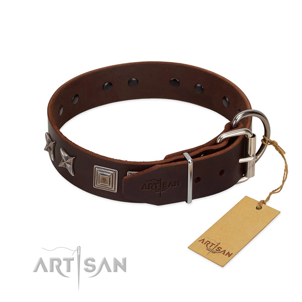 Leather dog collar crafted of soft material