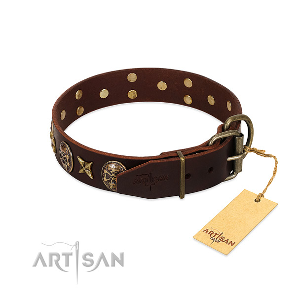 Corrosion proof hardware on genuine leather dog collar for your doggie