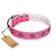 "Glamorous Shine" FDT Artisan Stylish Leather German Shepherd Collar with Old Silver-like Plated Decorations "Glamorous Shine" FDT Artisan Stylish Leather German Shepherd Collar with Old Silver-like Plated Decorations