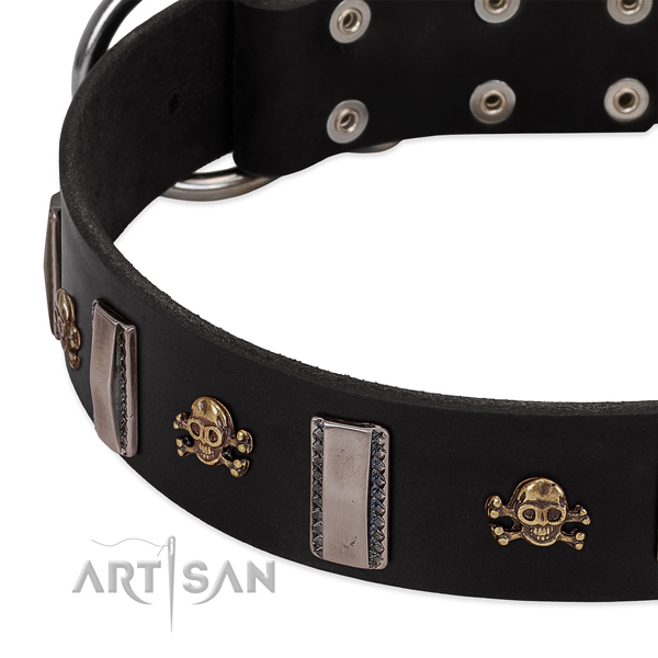 Reliable full grain genuine leather dog collar with amazing studs