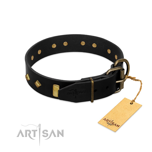 Best quality natural leather dog collar with stylish studs