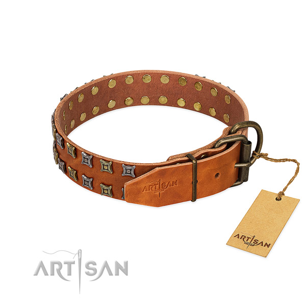 Top notch full grain genuine leather dog collar handmade for your pet