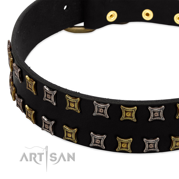 Durable natural leather dog collar for your lovely pet