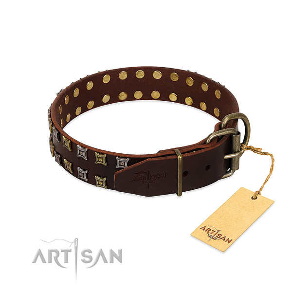 Soft full grain genuine leather dog collar made for your canine