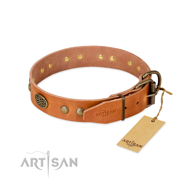 Strong buckle on Genuine leather dog collar for your canine