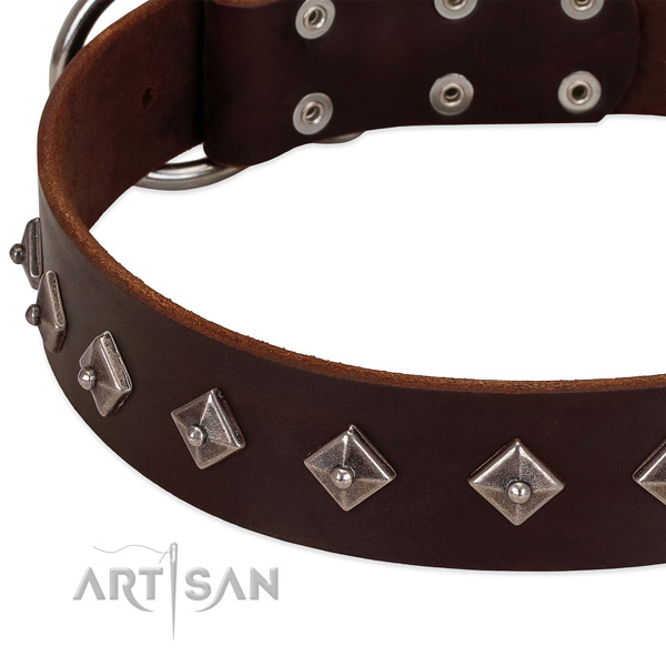 Fine quality collar of full grain genuine leather for your lovely four-legged friend