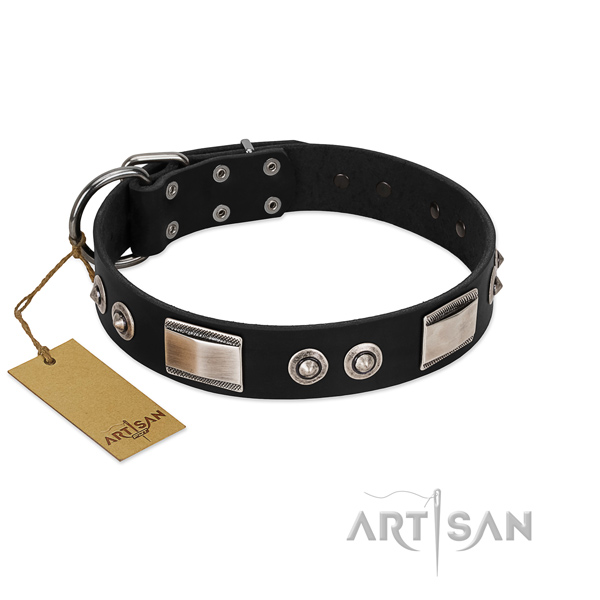 Comfortable collar of full grain natural leather for your canine