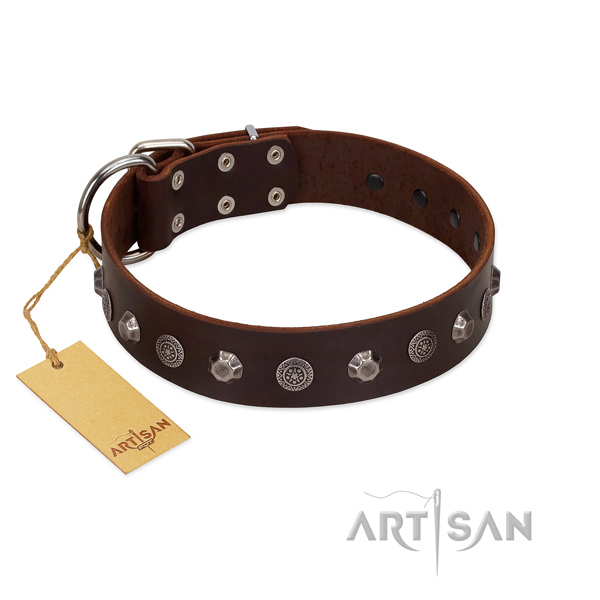 Handmade full grain genuine leather dog collar