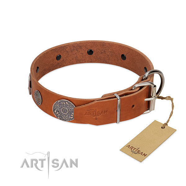 Top notch full grain natural leather collar for your lovely pet
