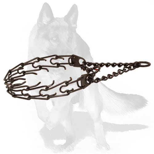 Black steel pinch dog collar