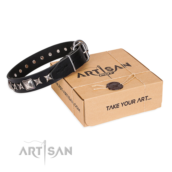 Fine quality full grain leather dog collar for daily use