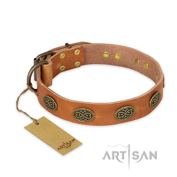 Exquisite design decorations on leather dog collar