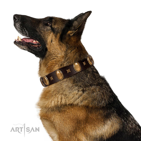 Top notch full grain leather dog collar handmade of genuine quality material