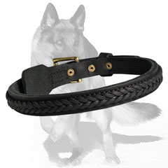 Comfortable Leather Dog Collar with waxed and polished edges