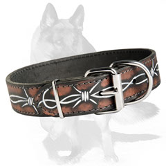 German Shepherd Collar of 2-ply full graine genuine leather