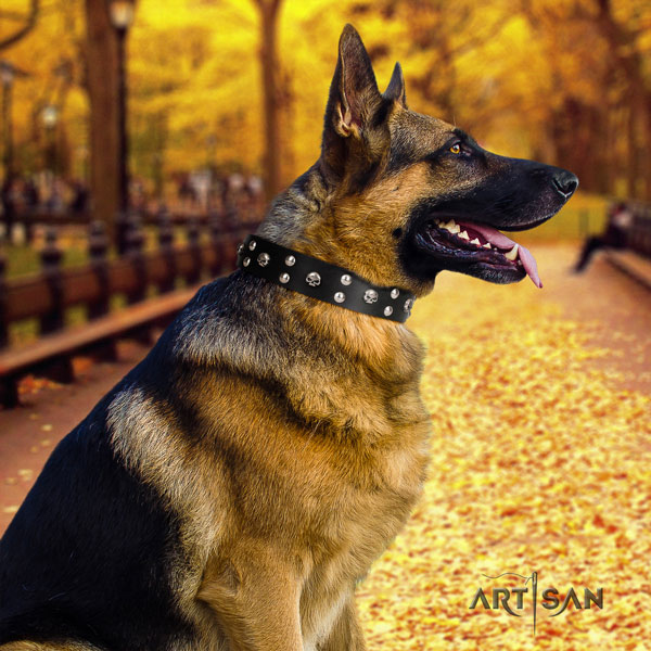 German Shepherd fine quality natural genuine leather dog collar