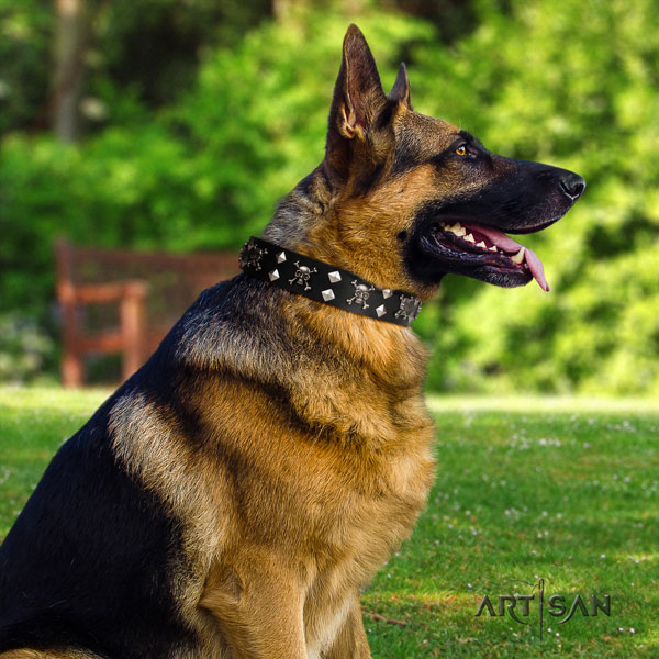 German Shepherd best quality full grain genuine leather dog collar