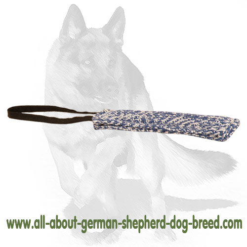 German Shepherd Synthetic "French Linen" Puppy Bite Tug with Handle