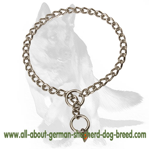German Shepherd Stainless Steel Choke Dog Collar with Quality Label 1/9 inch (3 mm)