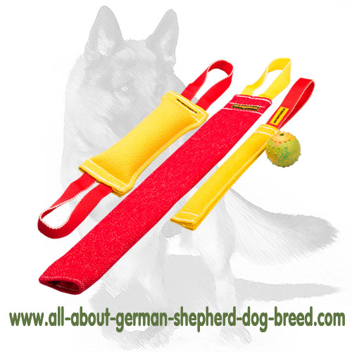German Shepherd French Linen Set of Tugs - Click Image to Close