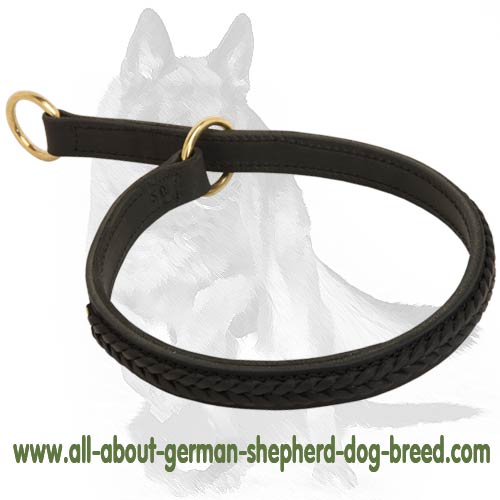 Braided Leather Choke Collar for German Shepherd