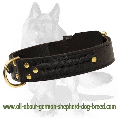 Chic Leather Collar for German Shepherd with Braids