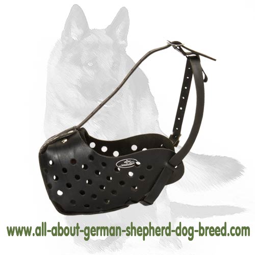 Police Leather Muzzle for German Shepherd K-9