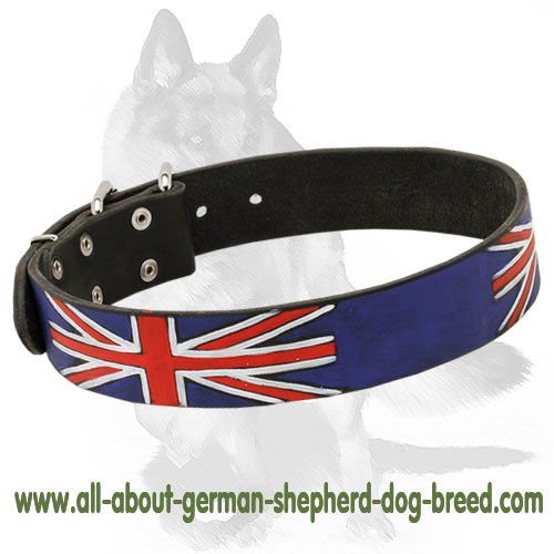 German Shepherd Leather Collar - Great Britain Style